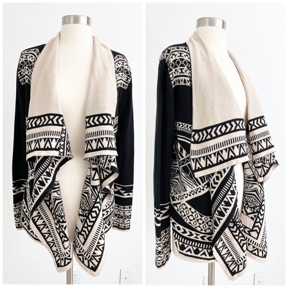 Vestique Boho Azteca Printed Long Sleeve Drapped Open Cardigan Size Small - Picture 1 of 9